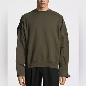 Mens Alexander Wang Fleece Army Dark Green Khaki Sweatshirt L ($800 value)